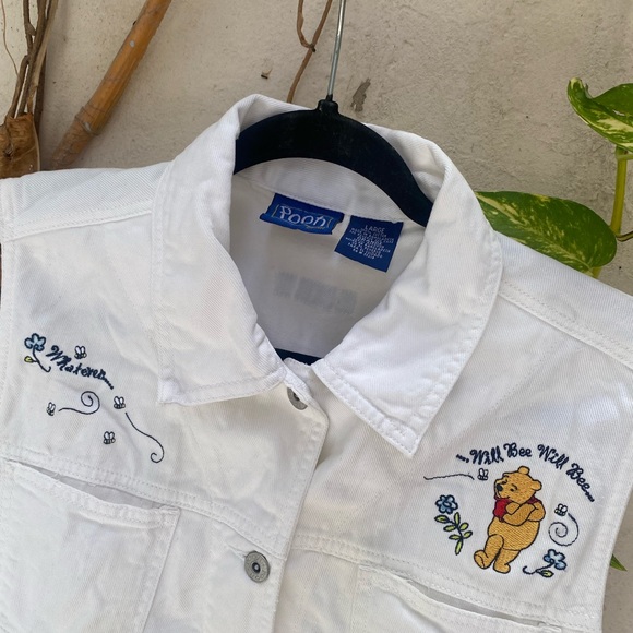 Vintage Winnie The Pooh White Jean Vest - Picture 3 of 5